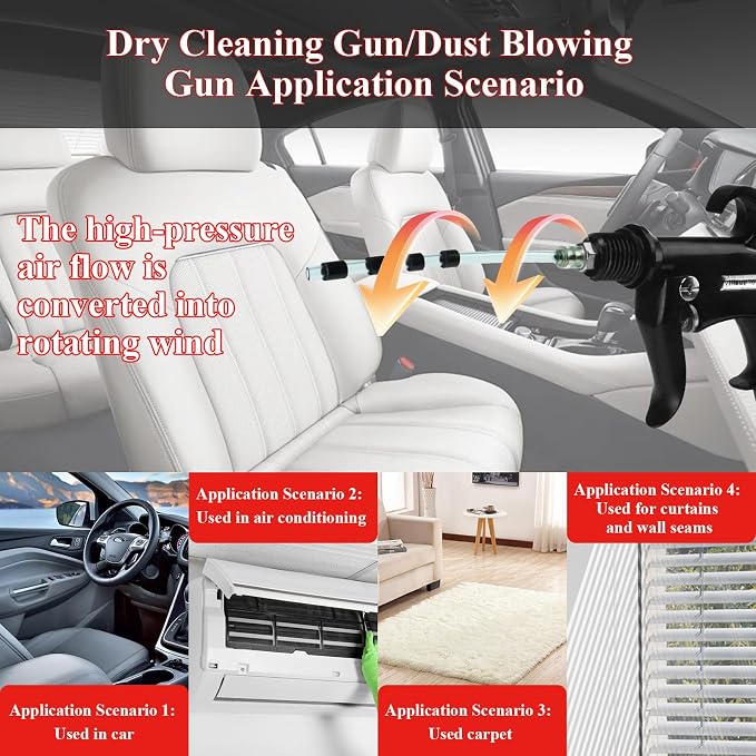 HANDY Tornado Car Cleaning Gun Air Blow Gun for Compressor Pneumatic Tool | Brass Adjustable Durable metal body Car Detailing Kit Interior Cleaner