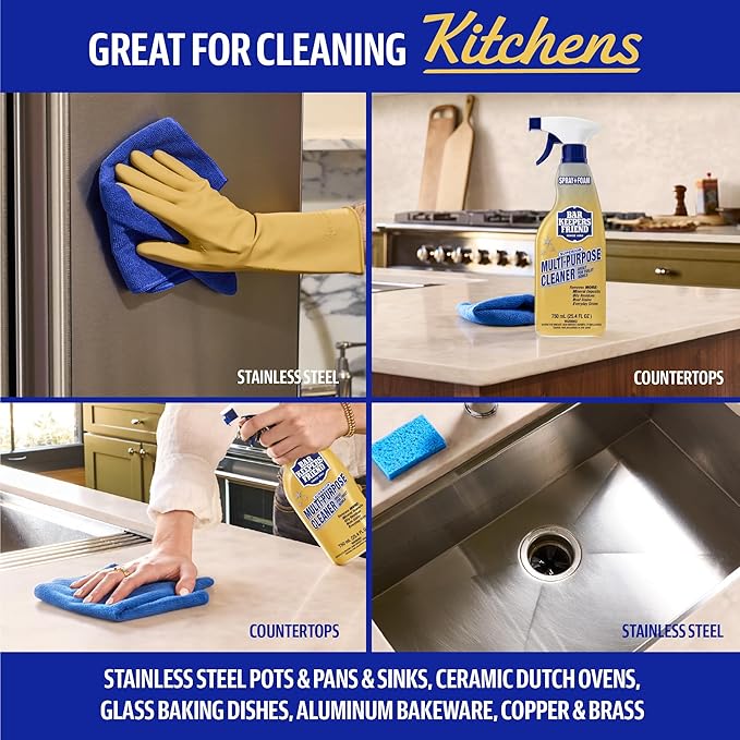 Bar Keepers Friend Soft Cleanser 26 oz + Spray & Foam Multipurpose MORE Spray Cleaner 25.4 oz, Multi Purpose Cleaner Bundle, Removes Grease, Rust Stains, Soap Scum & More in Home & Outdoors