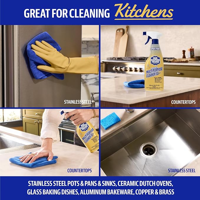 Bar Keepers Friend Soft Cleanser 13 oz + Spray & Foam Multipurpose MORE Spray Cleaner 25.4 oz, Multi Purpose Cleaner Bundle, Removes Grease, Rust Stains, Soap Scum & More in Home & Outdoors