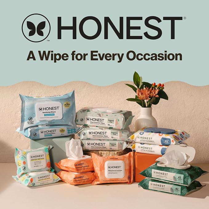 The Honest Company Hypoallergenic Multi-Use Baby Wipes for Sensitive Skin, Geo Mood, 60 Count (Pack of 12)