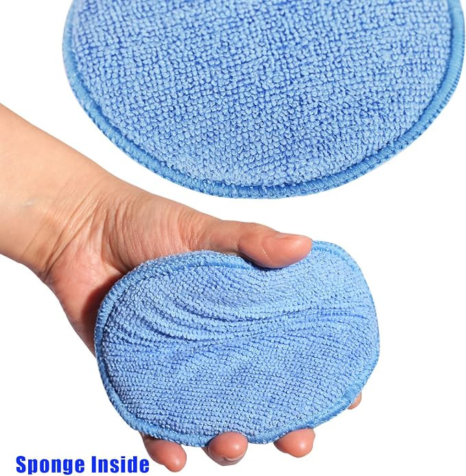 FONAROLL Wax Applicator Pads Polishing Pads Microfiber Applicator Pad for Car Wax and Polishing (Blue 12Pcs)