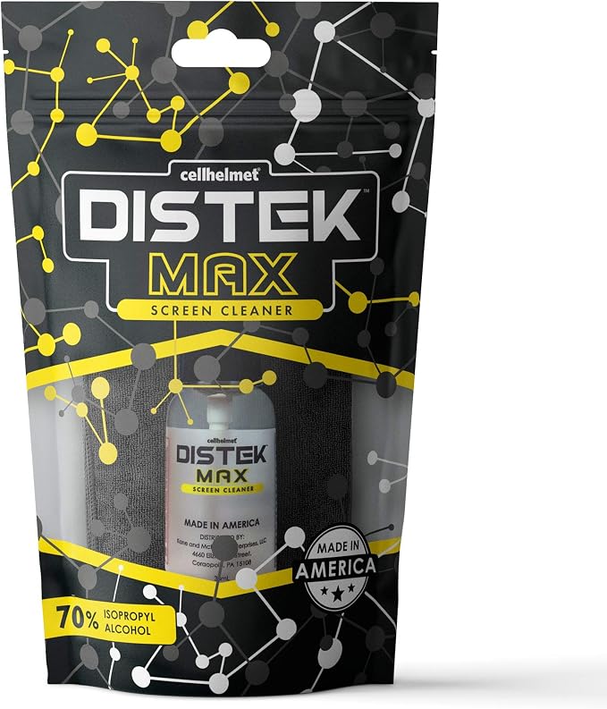 cellhelmet DISTEK Max Screen & Phone Cleaner | 70% Isopropyl Alcohol Formula | Safe for All Devices | Anti-Streak & Fast-Drying | 30mL Travel Size | As Seen on Shark Tank | Retail Packaging