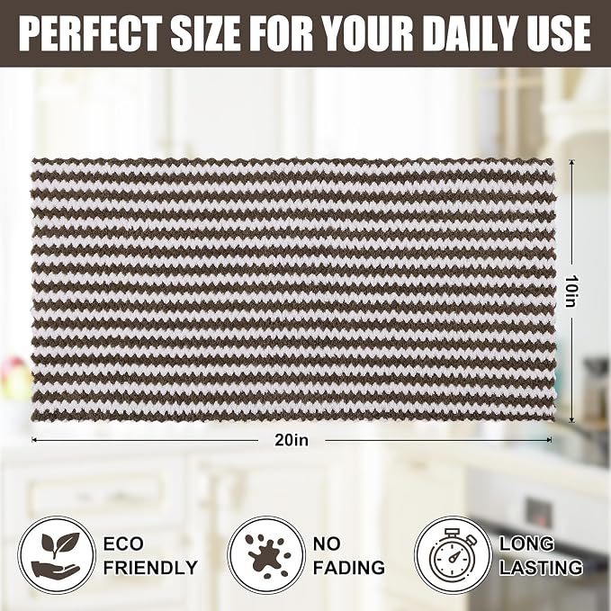 Homaxy Kitchen Towels(6 Pack, 10 x 20 inches), Ultra Soft and Absorbent Dish Towels, Reusable Fast Drying Microfiber Cleaning Cloth, Coral Velvet Wave Design No-lint, Brown