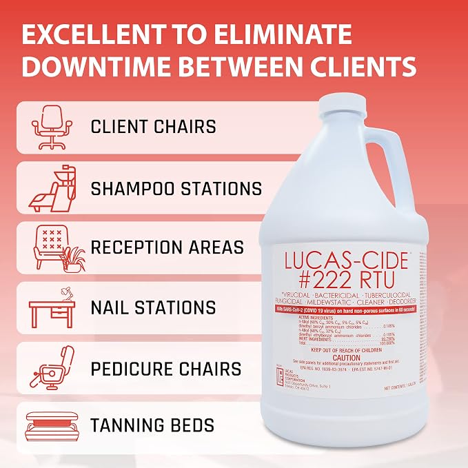 LUCAS-CIDE #222 RTU Hospital-Grade Salon and Spa 60 Second Disinfectant 1 Gallon