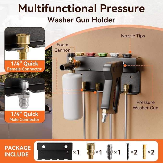 Foam Cannon Wall Mount and Pressure Washer Gun Holder Organizer