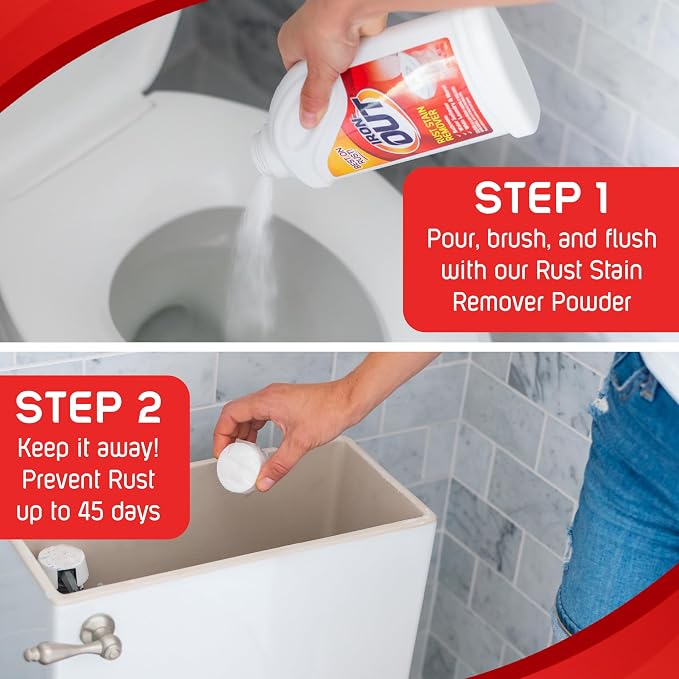 Iron OUT Automatic Toilet Bowl Cleaner Tablets, Helps Remove and Prevent Rust Stains with Every Flush, Lasts up to 45 Days, Made in the USA, 6 Tablets