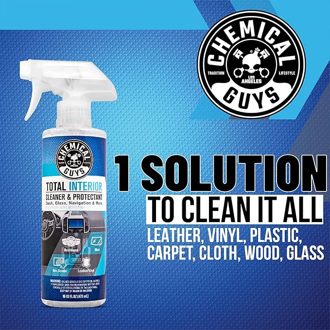 Chemical Guys, Total Interior Cleaner & Protectant Kit with Towel, 16 oz | Cleans dash, seats, carpet, glass, vinyl and leather in one step, residue-free, includes a microfiber towel