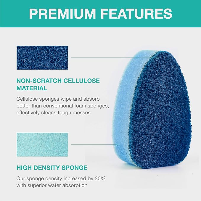 Dishwand Sponge Refills, Non Scratch Dish Wand Refills Replacement Heads | 12Pack Heavy Duty Scrub Brush Dispenser, Fits Soap Dispensing Handle, Dishwashing Cleaning Kitchen Sink Dishwasher Scrubbers