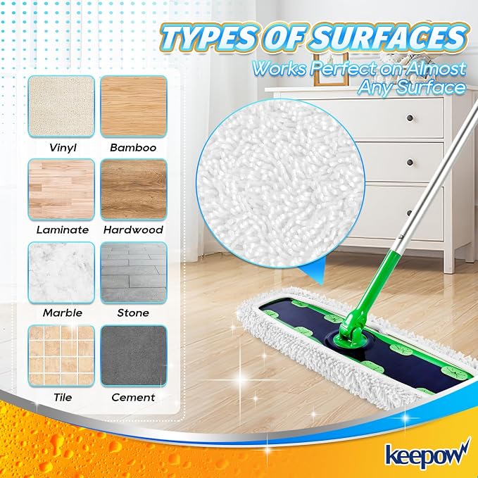 KEEPOW Reusable XL Wet Refills Compatible with Swiffer Sweeper XL, X-Large Dry Sweeping Cloths, Wet Mopping Cloths, Washable Microfiber XL Mop Pads Refills for Surface/Hardwood Floor Cleaning, 4 Pack | X-Large Dry Sweeping Cloths, Wet Mopping Cloths, W...