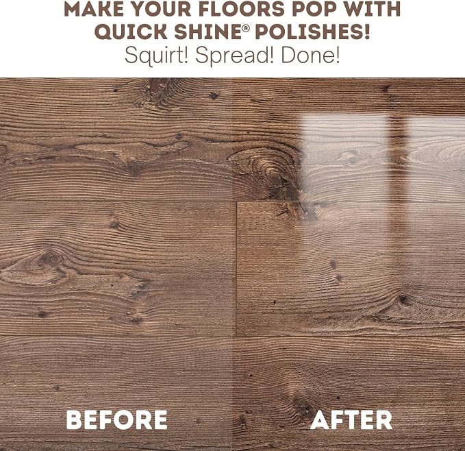 Quick Shine Hardwood Floor Luster 64 oz-4 Pk, Natural Looking Shine | Plant Derived Carnauba Polish, Renew & Protect, Streak & Haze Free, Non-slip, pH Neutral, No PFAS, EPA Safer Choice