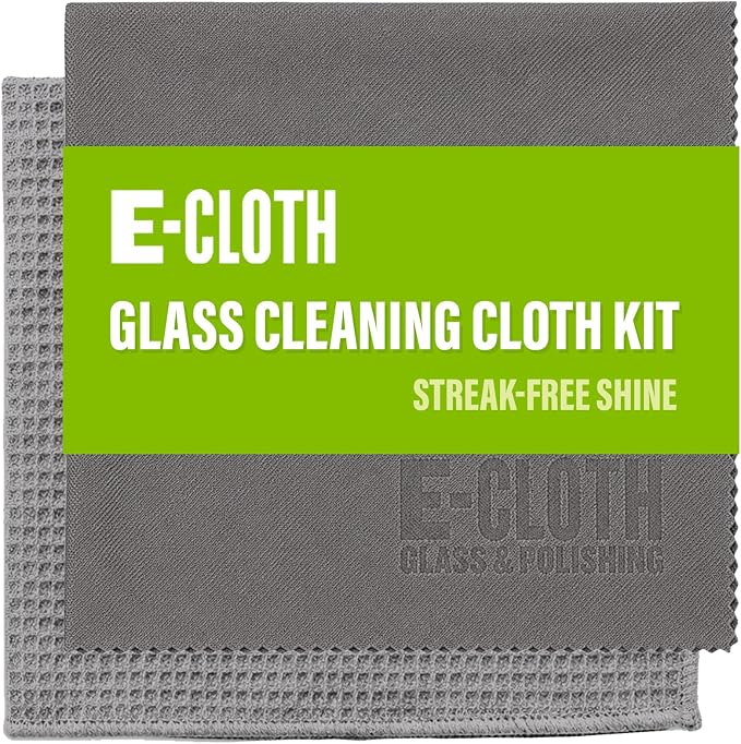 E-Cloth Window and Glass Cleaner Kit, Just Add Water - 1 Kit | Chemical-Free Cleaning - Reusable & Machine Washable Towel, Versatile Use for Mirrors, Cars, & Lenses, Winter Green