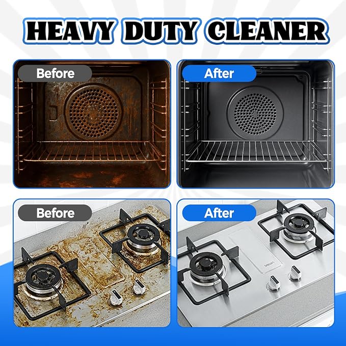 Heavy Duty Stove and Oven Cleaner Kit, Includes Cleaning Tool, Razor, Scraper and 1 Pad to Remove Tough Stains - Use on Gas, Electric, Ceramic Surfaces, 4 Piece (16.9, Fluid Ounces)