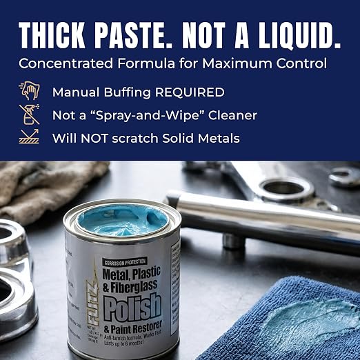 Flitz Metal Polish Paste - 1lb Can of USA-Made Polish for Solid Chrome, Stainless Steel, Aluminum- Non-Abrasive for Light Oxidation - Requires Manual Buffing - Not for Plated/Coated Surfaces (1 Pack)