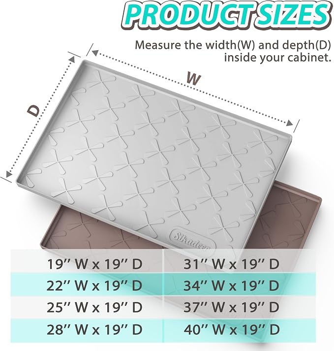 SIKADEER 25" x 19" Under Sink Mat Waterproof, Silicone Mat Kitchen Drawer Shelf and Cabinet Liner, Sink Protector for Kitchen Organizers and Storage, Boot Tray Pet Food Mats