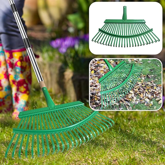 5-in-1 Garden Leaf Rake Tool Set ,53 inches Adjustable Leaf Rake with 2 Large Leaf Collector Bag,A Pair of Leaf Grabbers and A Pair of Work Gloves– Perfect for Yard Cleanup, Outdoor Gardening