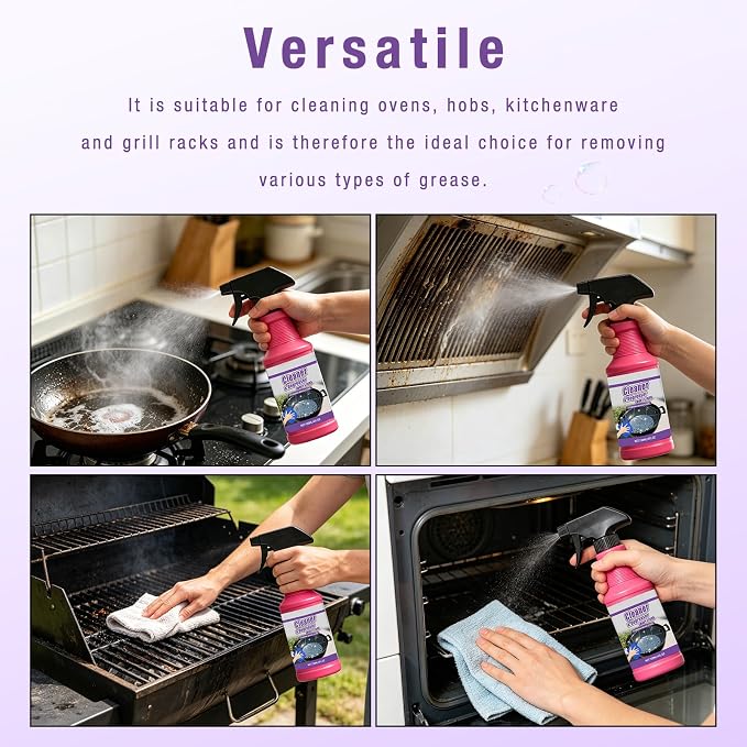 Fast Acting Heavy Duty Grill Degreaser Spray, Multi Functional Grease Remover for Outdoor Grill, 2026 New BBQ Grill Cleaner, Grill Cleaning Spray for Kitchen for Kitchen Grates, Racks, Drip Pans(2Pcs)