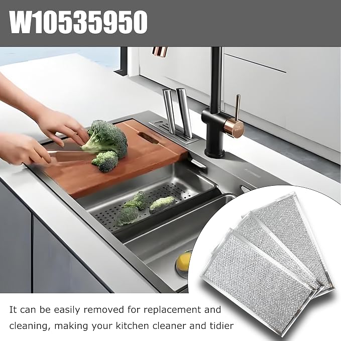 W10535950 PS8769987 Compatible with Whirlpool Microwave Grease Filter 3-Pack