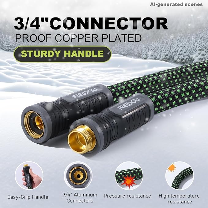 Relxitl Garden Hose, Flexible Water Hose, Ultra Lightweight Non-Expanding hose with 10 Function Sprayer, Leak proof, Pressure Resistant for Yard, Outdoor (Green, 25FT)
