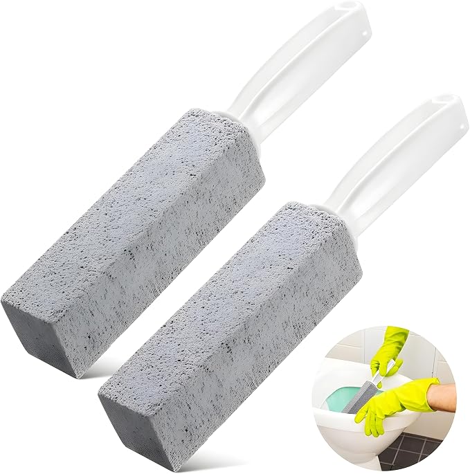Bexter 2-Pack Value Toilet Bowl Pumice Cleaner with Handle – Removes Hard Water Rings, Stains & Limescale – Multi-Surface Bathroom Cleaning Stone for Sink, Pool, Tile