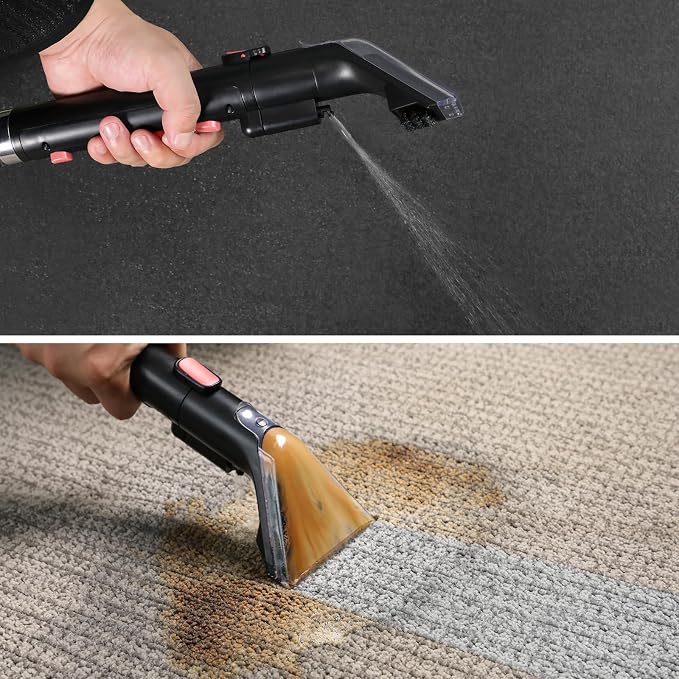 Slevoo 450W Portable Carpet Cleaner Machine with 1 Bottle Cleaning Solutions, Strong Suction Upholstery and Furniture Cleaner for Cleaning Stairs, Car Interiors, for Pet Footprint, Dust, Oil