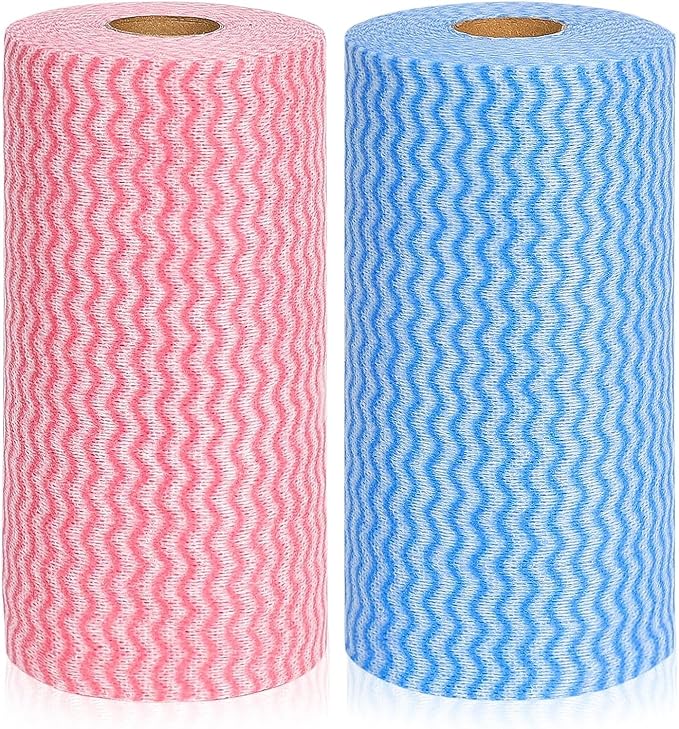 JEBBLAS Reusable Household & Kitchen Wipes, Disposable Cleaning Cloths, Wash Rags in 2 Rolls of 200 Sheets