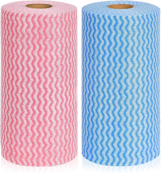 JEBBLAS Reusable Household & Kitchen Wipes, Disposable Cleaning Cloths, Wash Rags in 2 Rolls of 200 Sheets