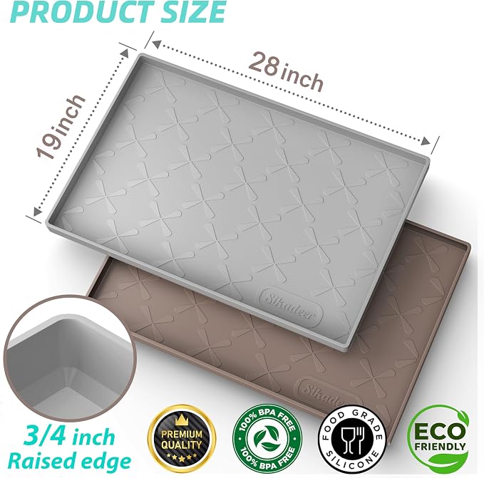 SIKADEER 28" x 19" Under Sink Mat Waterproof, Silicone Mat Kitchen Drawer Shelf and Cabinet Liner, Sink Protector for Kitchen Organizers and Storage, Boot Tray Pet Food Mats