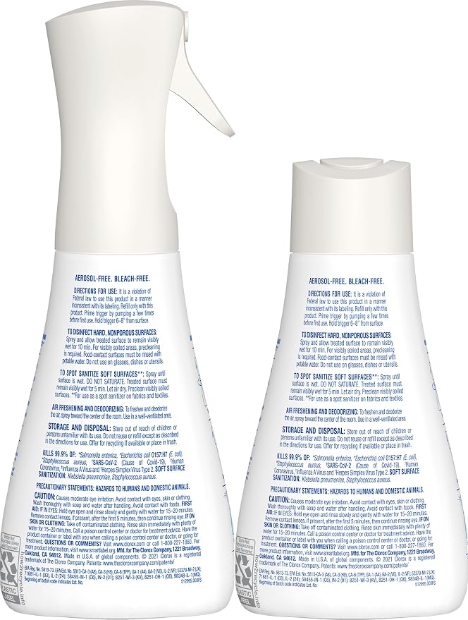Clorox Disinfecting Mist, Lemon and Orange Blossom, 1 Spray and 1 Refill, 16 oz Each