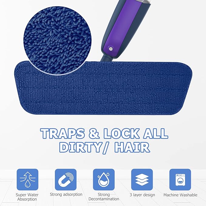 Spray Mops for Hardwood Floors Cleaning: MEXERRIS Wet Mop with 2 Refillable Bottles - Floor Mop with 4 Washable Pads for Swiffer PowerMop - Home Commercial Dry Dust Mops for Laminate Tile Vinyl Wood