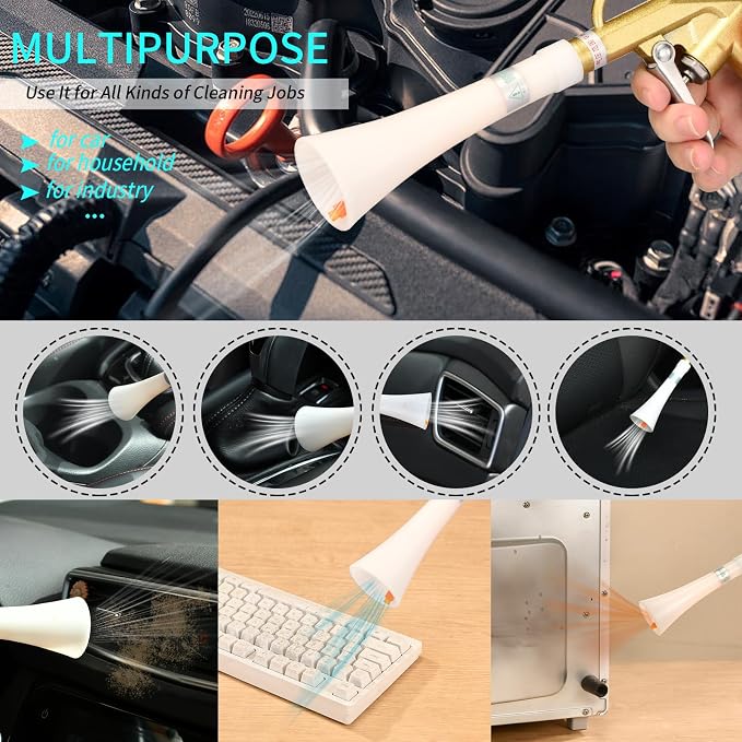 GOCCIDA Air Blow Gun Car Detailing Interior Car Cleaning Gun Car Dryer | Air Blower for Car Detailing Air Gun Car Dust Cleaner Air Compressor Blower Gun with Nozzle and Auto Detailing Dusting Brush