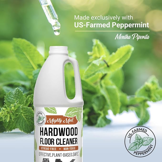 Mighty Mint Hardwood Floor Cleaner, Ready-to-Use with Mops and Sprayers, Natural Mint Scent, 32oz
