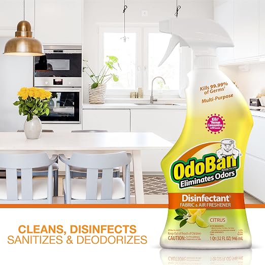 OdoBan Ready-to-Use Disinfectant and Odor Eliminator, Made in the USA, Citrus Scent, 32 Ounce Spray Bottle