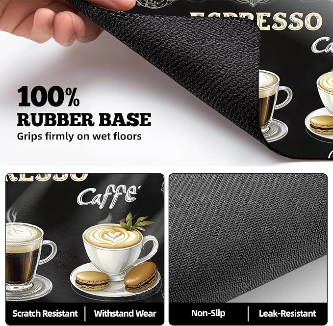 Dish Drying Mat Large Coffee Mat Absorbent Drying Mat for Kitchen Counter Coffee Bar Accessories 32"x 17", Cafe Menu
