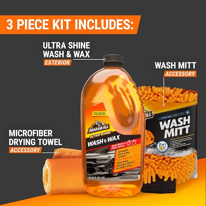 Armor All Cleaning Kit, Car Wash Soap, Wash Mitt & Microfiber Towel | Armor All Cleaning Kit, Car Wash Soap, Wash Mitt & Microfiber Towel