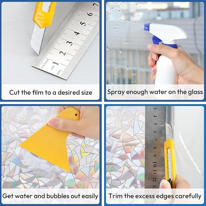 rabbitgoo Window Tint Kit, Window Privacy Film Installation Tint Tools, 3 Pieces Easy to Apply Frosted Glass Stained Glass Privacy Film Application Kit Include Squeegee, Utility Knife, Spray Bottle | Easy Application for Privacy Film, Efficient Install...