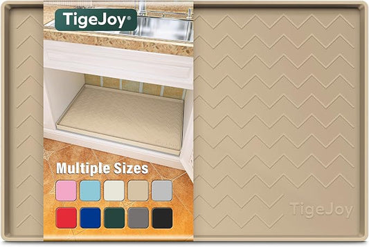 TigeJoy Under Sink Mat 28" x 22", Silicone Mats in Kitchen Bathroom Organizers and Storage, Waterproof Protector for Drawer Shelf and Cabinet Liner, Flexible Drip Tray