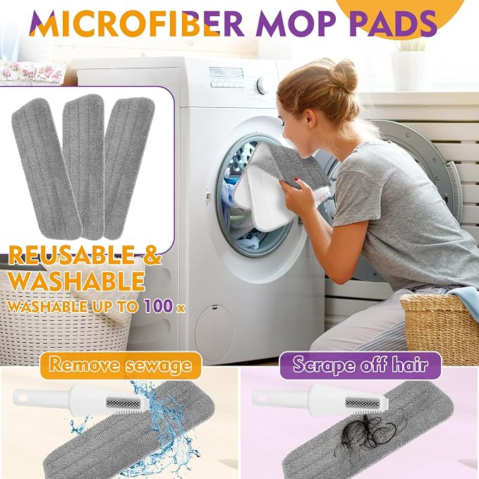 Microfiber Spray Mop for Floor Cleaning with Washable Pads,Dry Wet Use | 27 oz Refillable Bottle,3 Reusable Mop Pads,Mops with Sprayer for Hardwood Laminate Vinyl Tile Cleaning