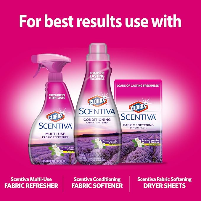 Clorox Scentiva Scent Booster Beads Laundry Freshener, Tuscan Lavender and Jasmine - In-Wash Fragrance Booster for Clothes, Towels, and Linens, Odor Eliminator, Long-Lasting Fresh Scent, 9.7 Oz