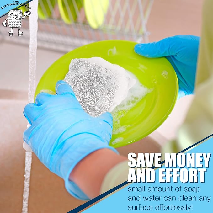 SPONGENATOR Kitchen Sponges for Dishes, Scouring Pads Non Scratch Scrubbers | Multi-surface non-metal dish scouring scrubbers in 2 colors for fast cleaning; heavy duty and non-scratch