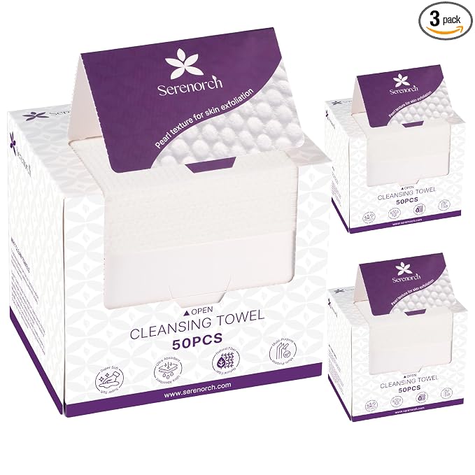 Pearl Texture Disposable Face Towels XL, 150 Count | Facial Tissues for Deep Cleansing, Ultra Thick Makeup Remover Dry Wipes, Lint-Free for Sensitive Skin