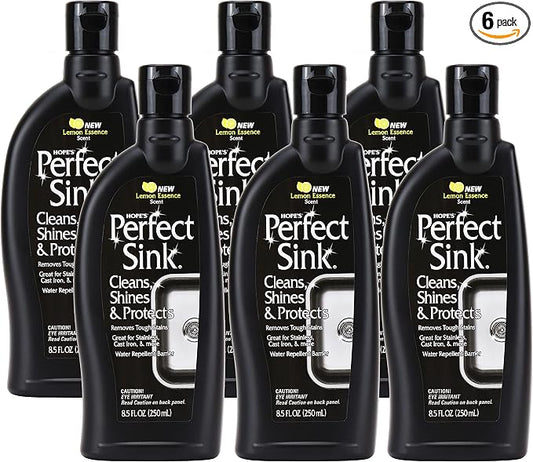 HOPE'S Perfect Sink 8.5 oz Sink Cleaner and Polish, Restorative, Water-Repellant Formula, Stain Remover, Good for Brushed Stainless Steel, Cast Iron, Porcelain, Corian, Composite, 6 Pack