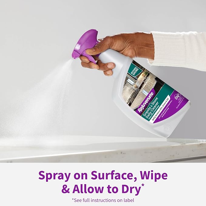 Rejuvenate Granite & Stone Daily Cleaner Cleans Sealed Stone Countertops Including Granite, Marble, Quartz And Onyx Removing Dirt, Grease And Oil And Restoring Shine, 32 Ounces