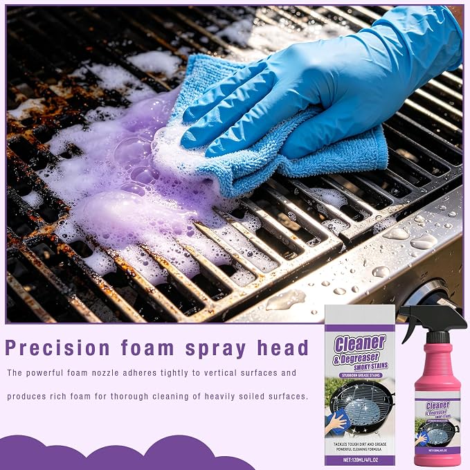 2Pcs Fast Acting Heavy Duty Grill Degreaser Spray, BBQ Grill Cleaner Spray for Outdoor Grills, Multifunctional Grease Remover for Oven Stove Air Fryer Grill, 120ml