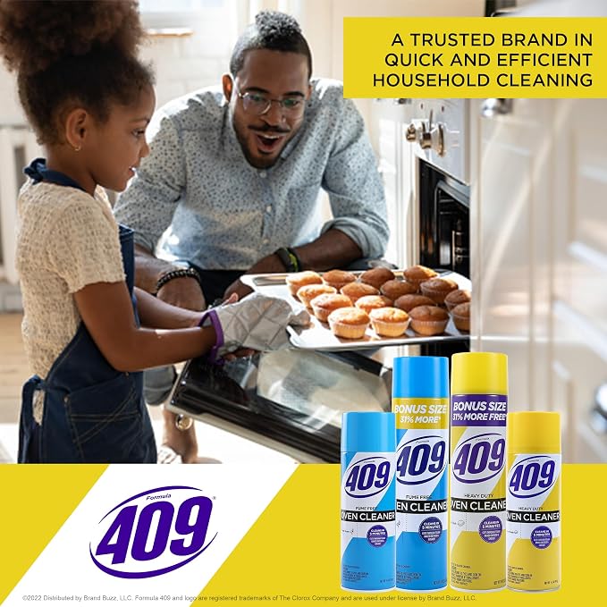 Formula 409 Heavy Duty Oven and Grill Cleaner Spray, Lemon Scent, Cuts Baked-On Grease and Grime on Contact, Fume-Free Aerosol, 5-Minute or Overnight Deep Clean, 14.5 Oz - 6 Pack