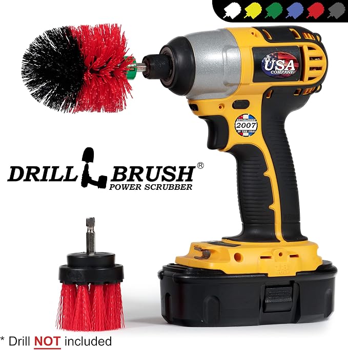 2 Piece Outdoor Cleaning Scrub Brushes - Deck and Patio Scrubbing Tools | Siding Cleaning Brush Set - Brick and Stone Scrubbing Tools Set - Fireplace Cleaning Brushes - Gutter Cleaning Tools for Home