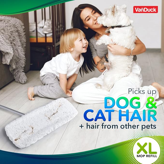 VanDuck Reusable Cotton Mop Pads Compatible with Swiffer Sweeper XL, 2 Pack | Mop not included, extra large covers, cotton replacement refills, wet & dry mopping pads