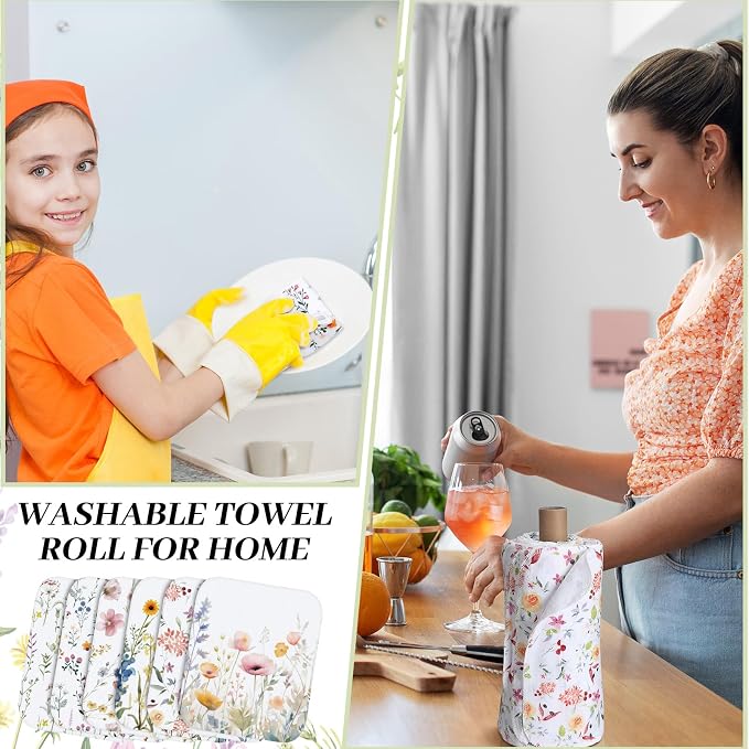 36 Pack Reusable Cleaning Cloths Washable Cotton Kitchen Dish Towels for Home Party Supplies Bulk, 9.84x11.81in (Wildflowers)