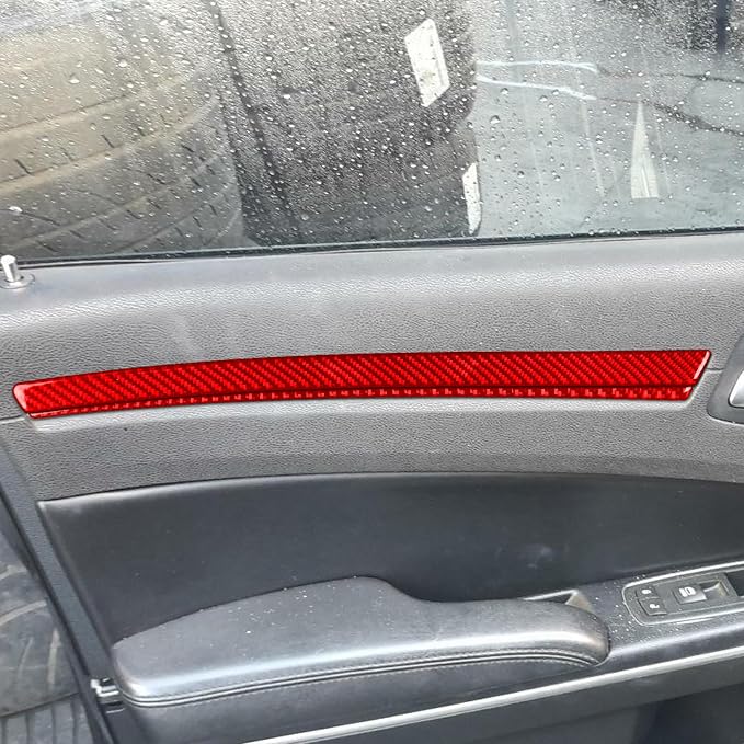 Car Trim Stickers Fit for Chrysler 300 2011-2023 Real Carbon Fiber | for 300C 300S Limited Touring Base 2011-2013|Door Panel Decorative Strips Decals|Thick Overlay|Anti-scratch|Red