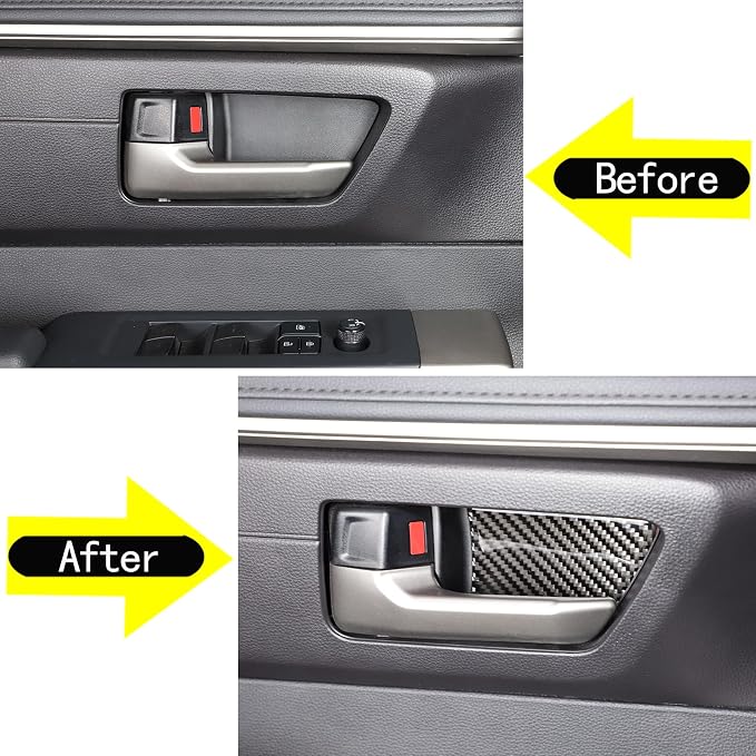 Toyota Tundra/Sequoia 2022-2024 Non-Marking Car Door Bowl Protector - Real Carbon Fiber 3D Sticker, Scratch Protective Film