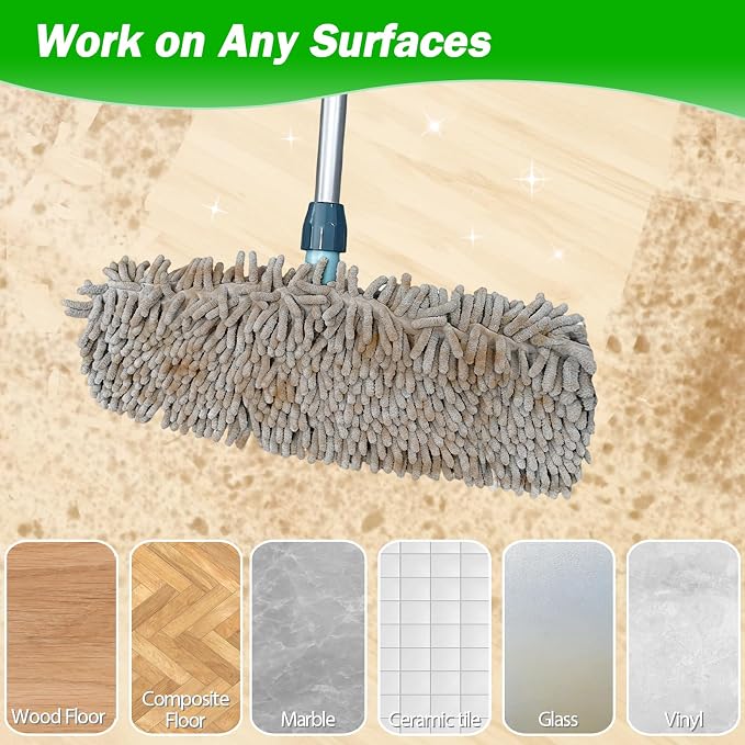 4PCS 13''~16'' Microfiber Dust Mop Pads Compatible with Leifheit 55210 | Reusable Mop Refills,Replacent Wet Mopping Pad & Washable Dry Sweeping Cloths for Hardwood Floor/Tile/Marble Cleaning